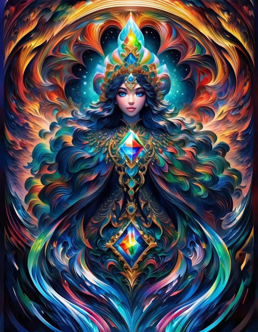 Mystical Realm of Radiant Jewels in Expressive Oil Painting....