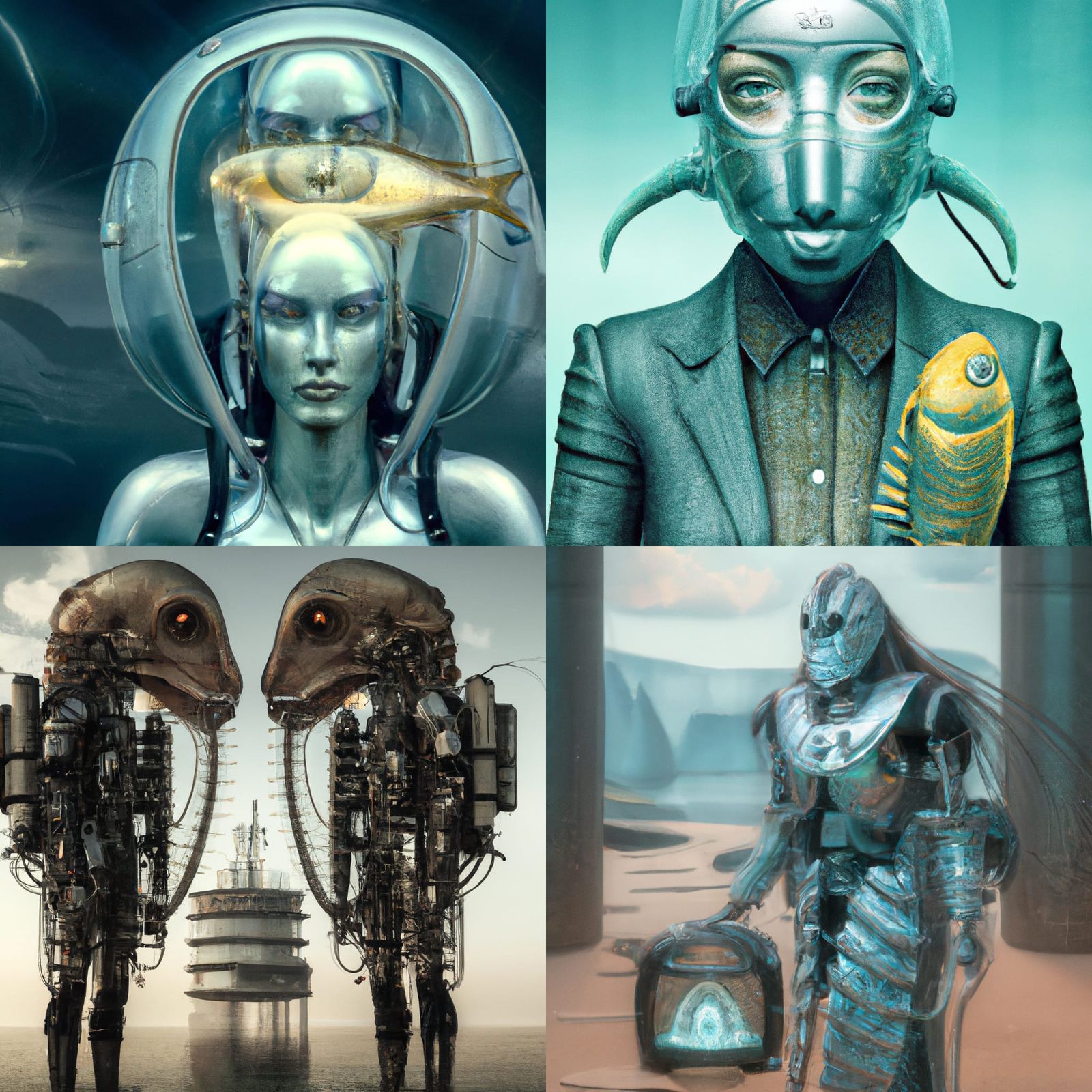 Dystopian Cyborg Pisces in Hyperrealistic Style