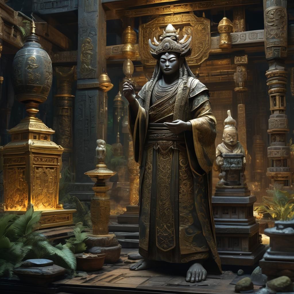 Giants Guildmaster in Mystical Museum, Hyperdetailed Concept...