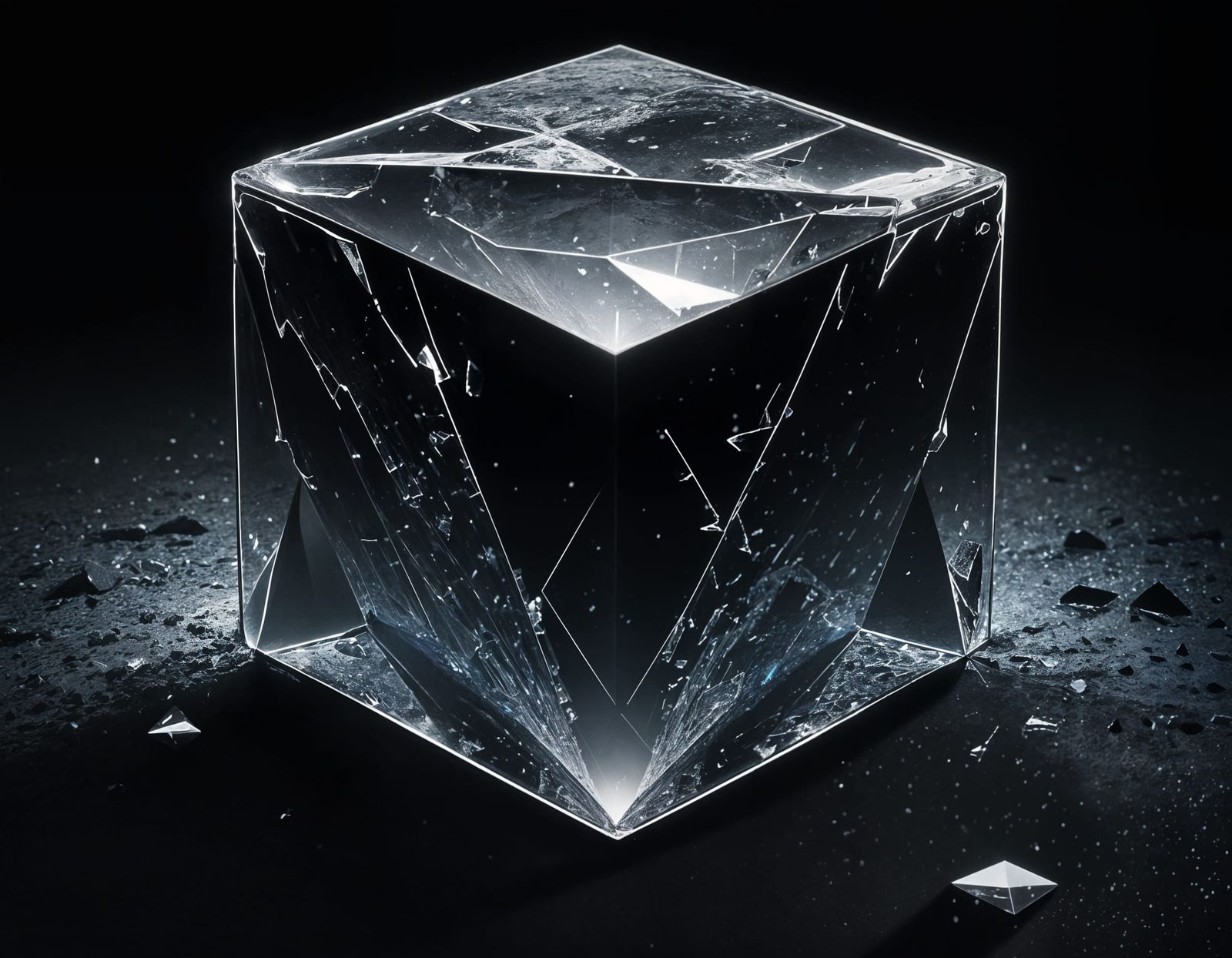 Shattered Glass Cube Leaks Toxic Ooze in Epic Digital Painti...