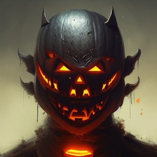 Halloween Pumpkin Knight Portrait in Dark Fantasy Style