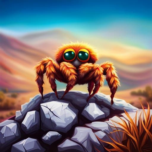 Cute Furry Spider in Graffiti Splash Art Style