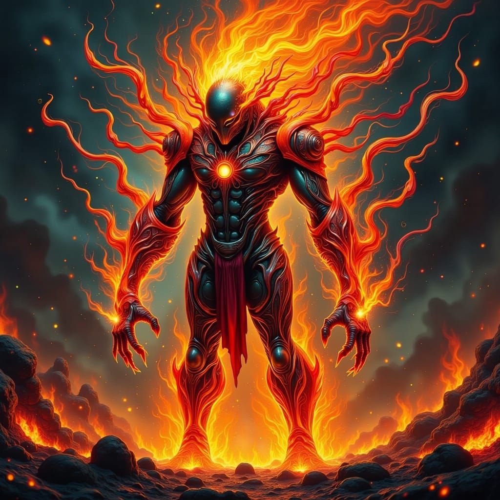 Dark Fantasy Fire Elemental in Fairy Punk Style