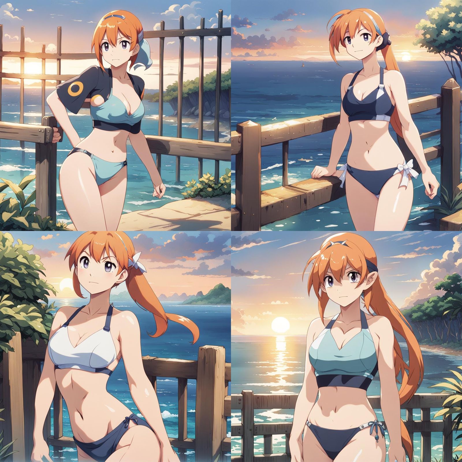 n-s-f-w, beautiful girl, wide hips, misty from pokemon, oran...