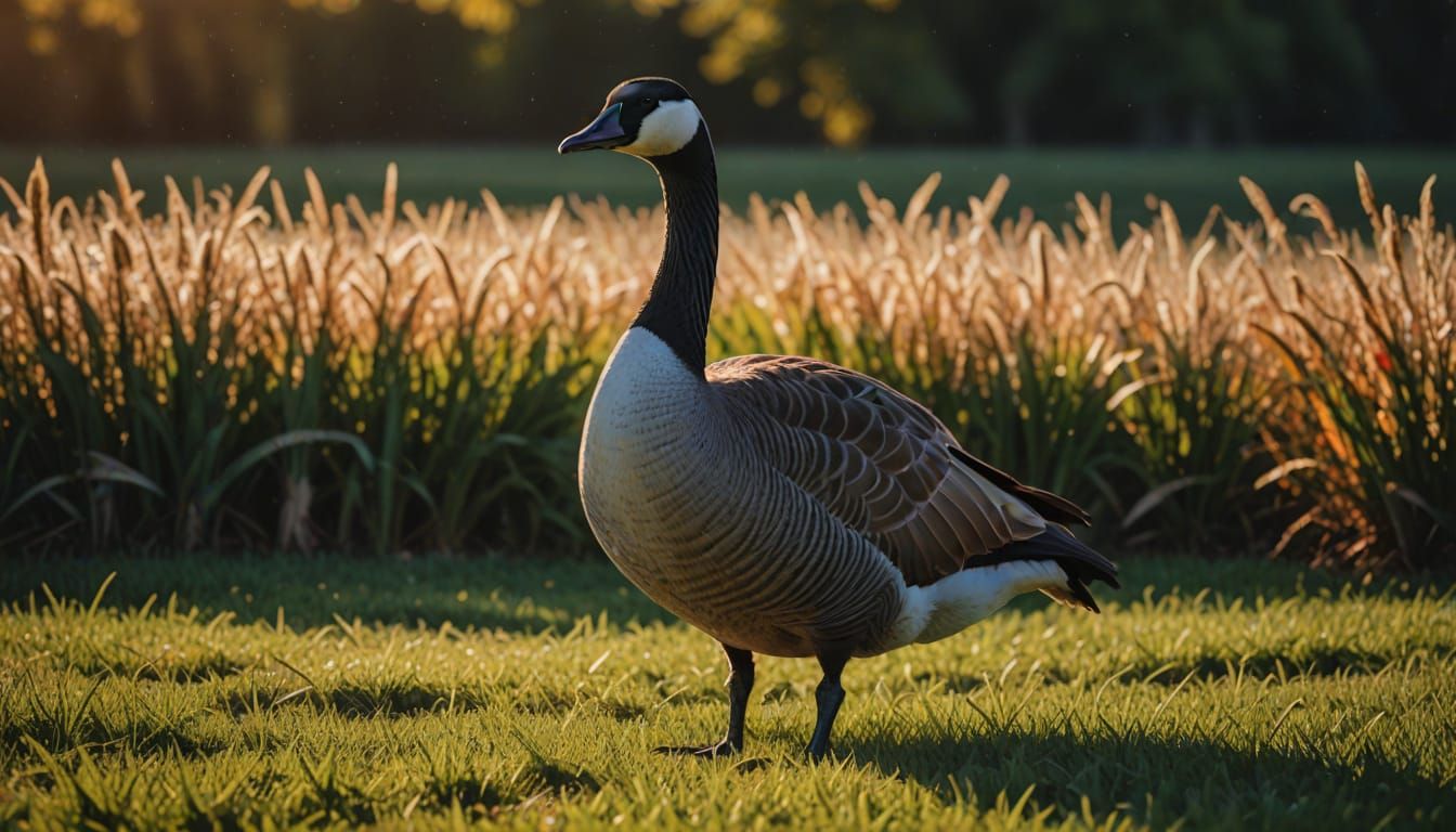 Hyperrealistic Canadian Goose in a Field