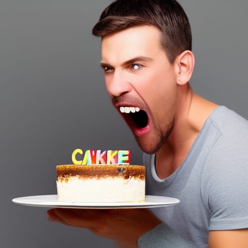 Man Eating Cake Generated by AI