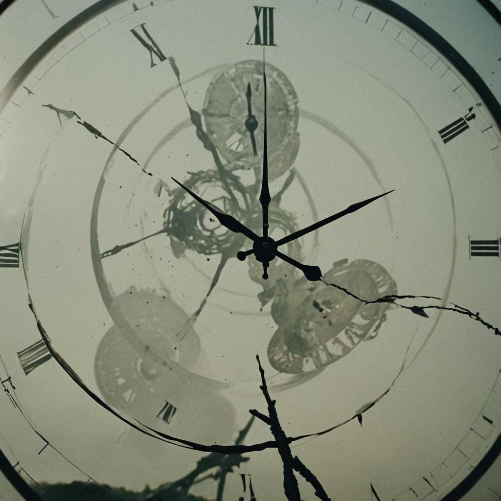 Surreal Still Life of Melting Clocks on Film