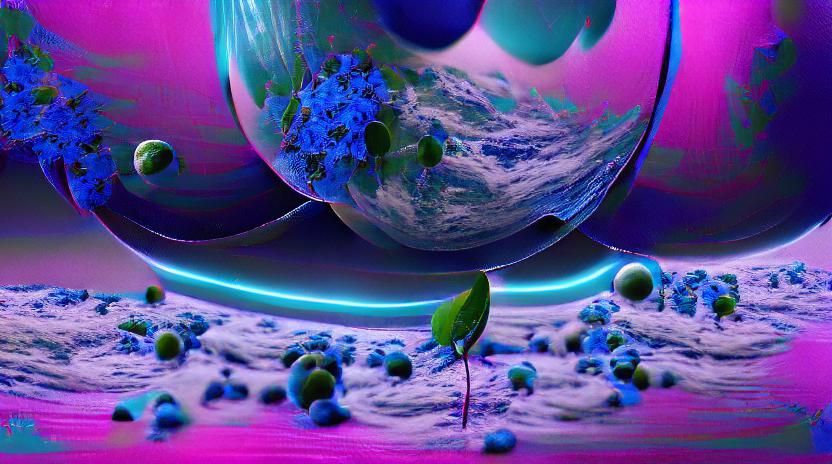 Planet Earth in Colorful Glowing Neon Space