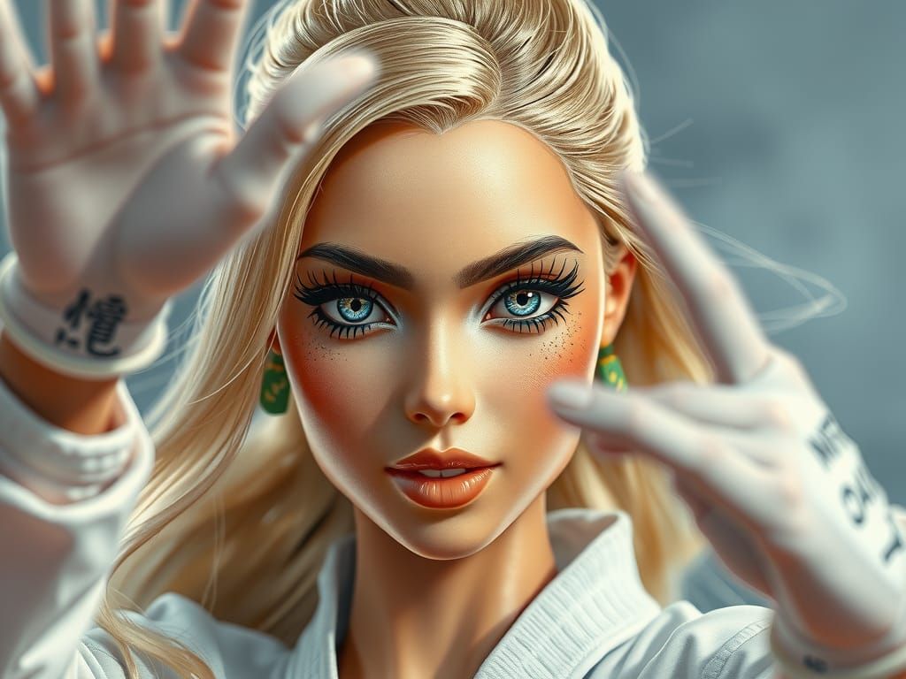 Barbie Taekwondo Masterpiece in Hyperrealistic Style
