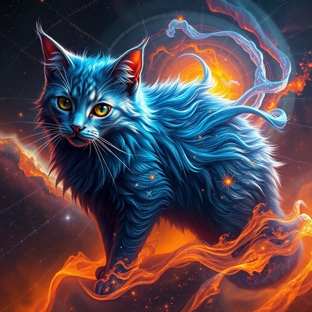 Iridescent Galaxy Cat in Ethereal Fantasy Concept Art