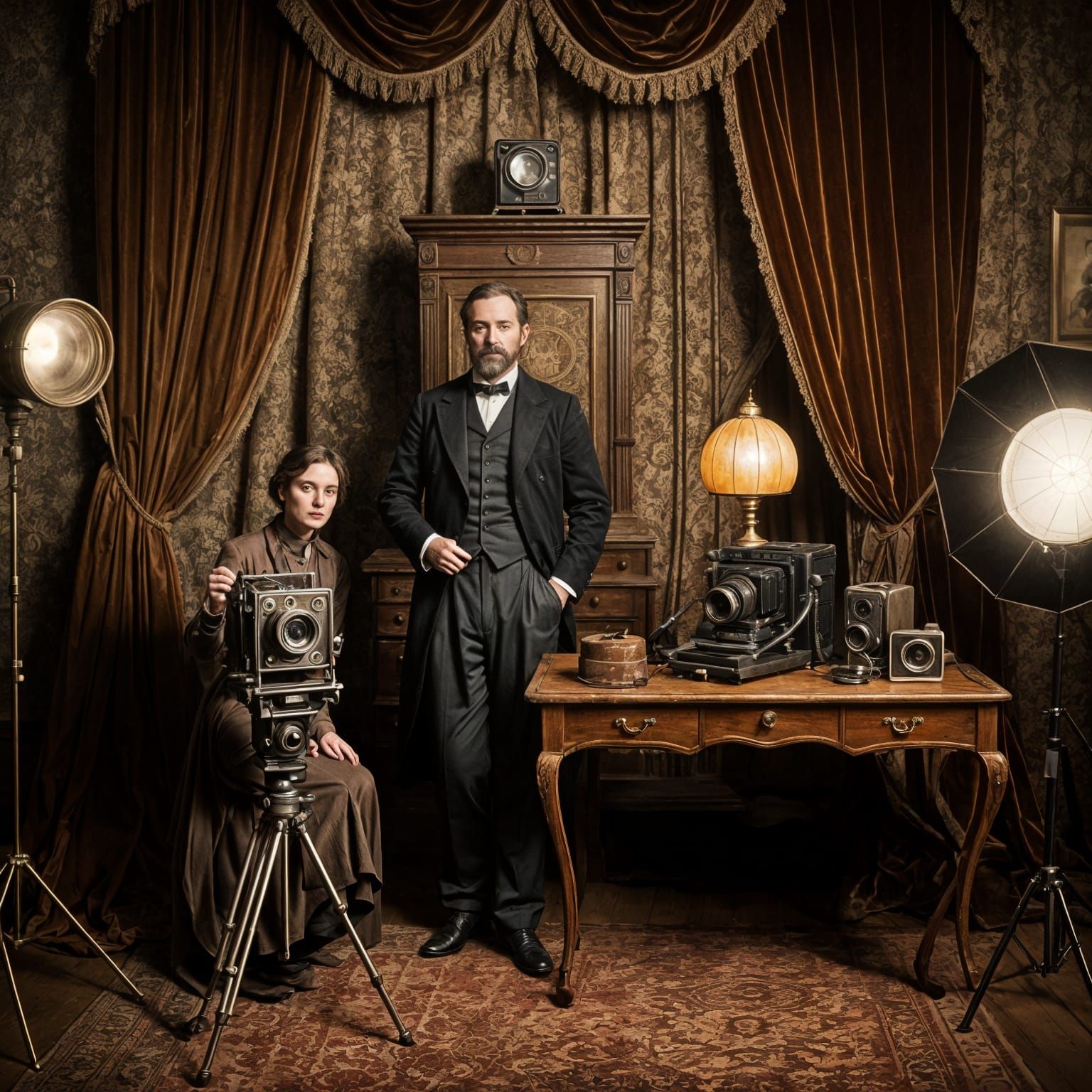 Vintage Photo Studio Scene in the Late 19th Century