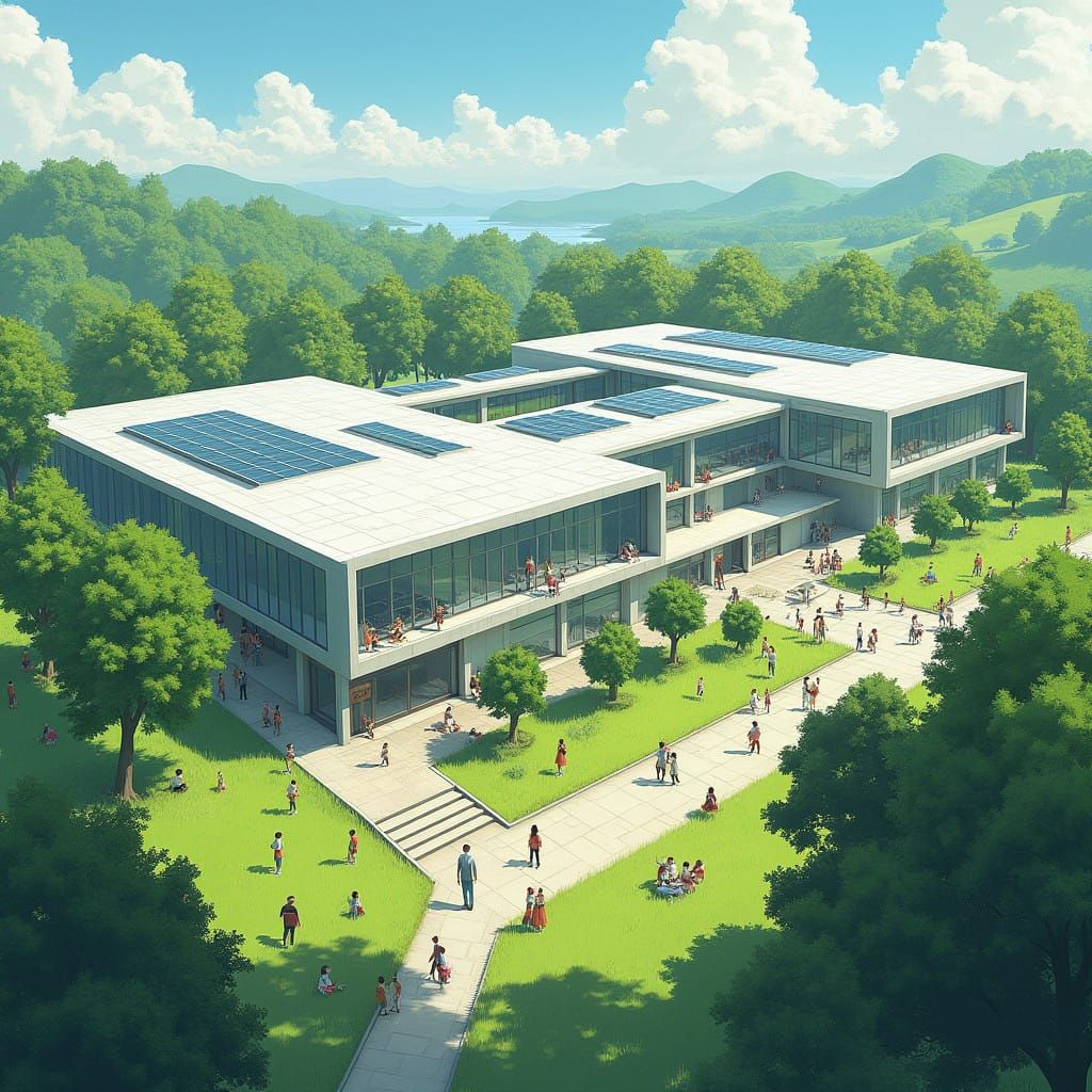 Futuristic School Campus in Harmony with Nature