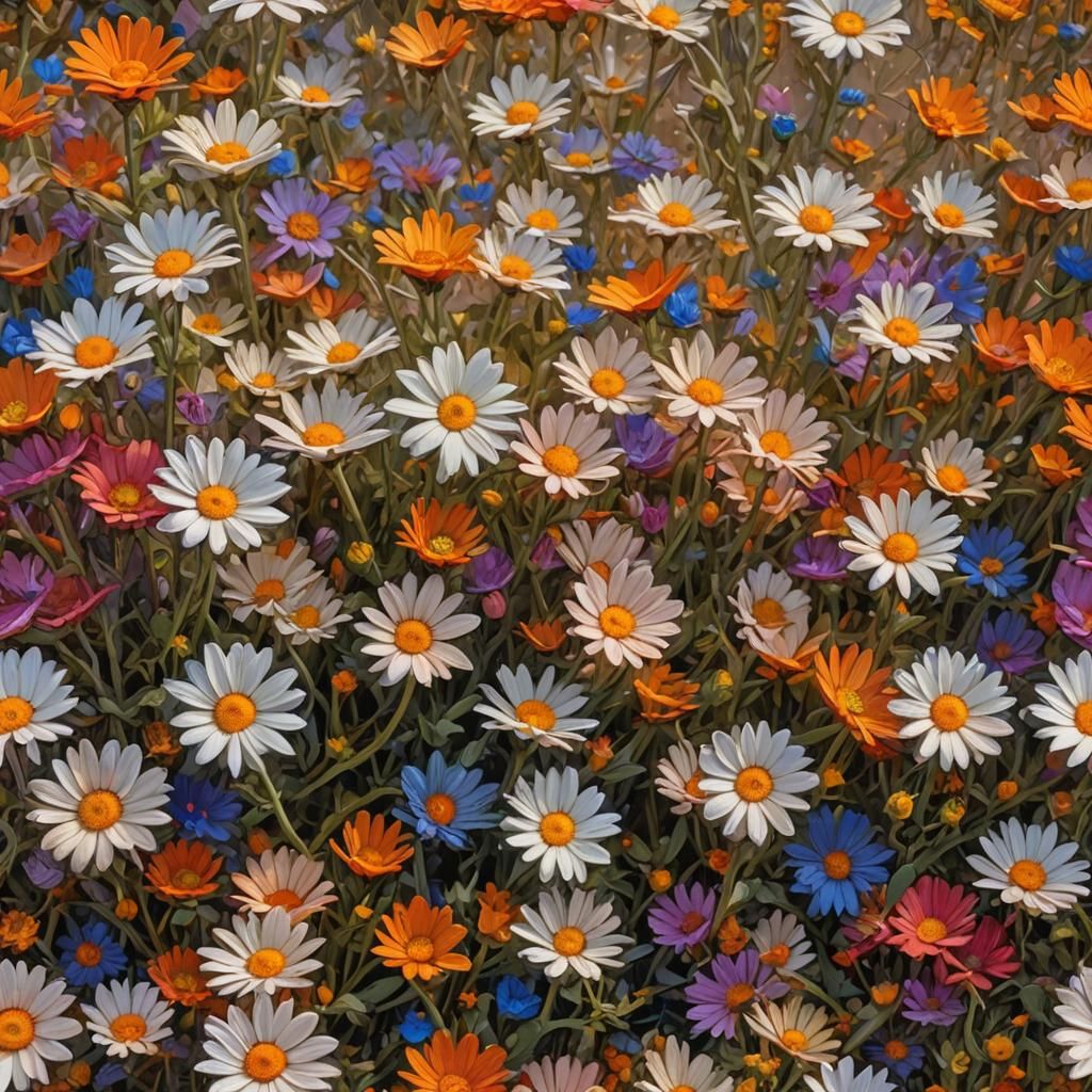 Namaqualand Daisies in Expressionist Impasto Style