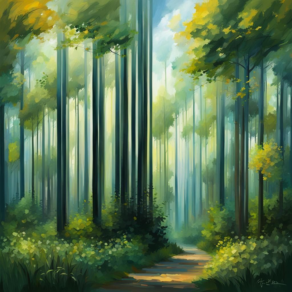 Impressionistic Forest of Vertical Bars