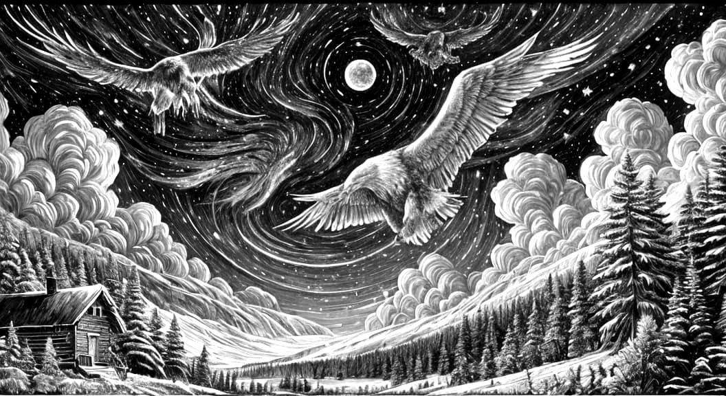 Snowy Woodscape in Gouache Impressionist Style