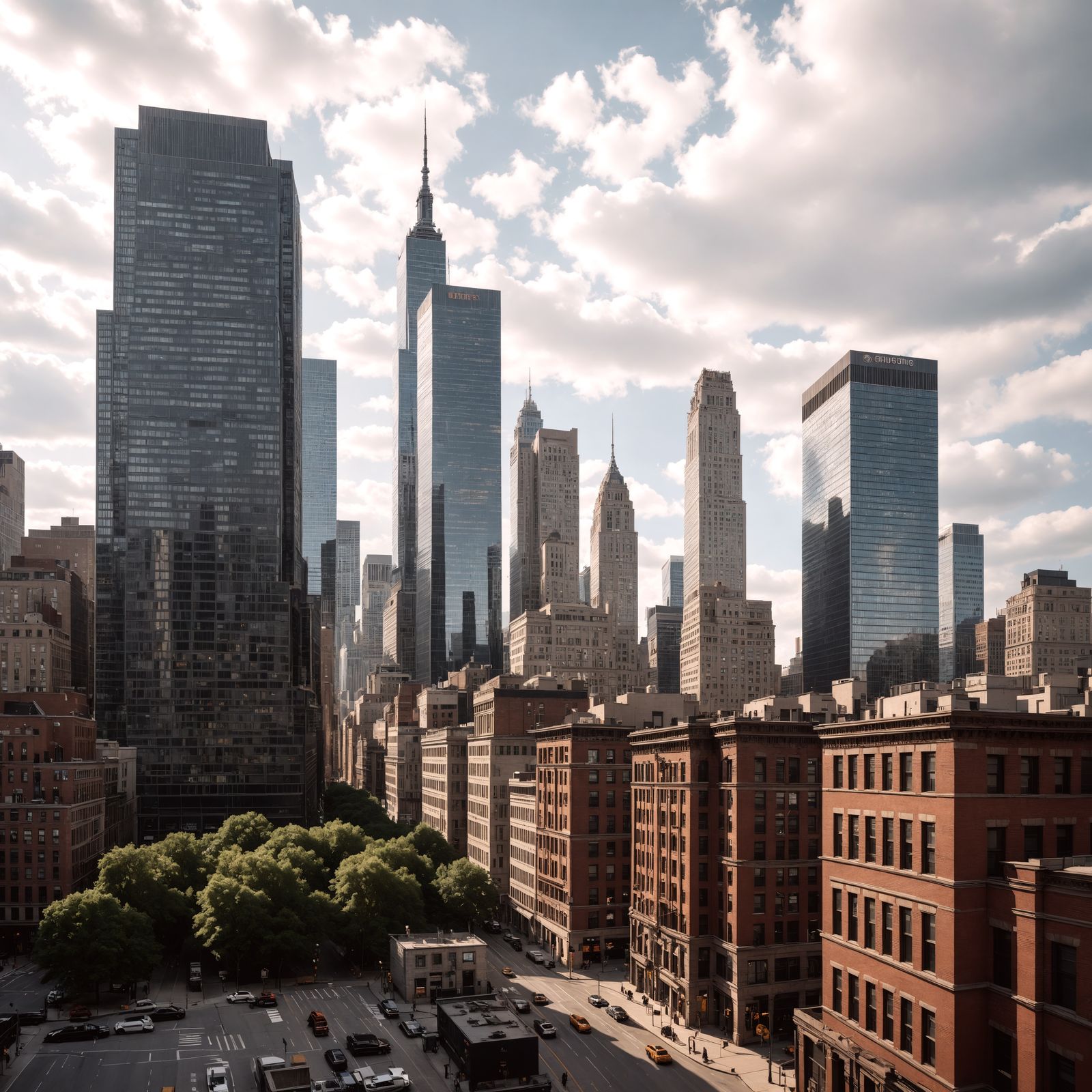 Hyperrealistic Skyscrapers in Downtown Cityscape