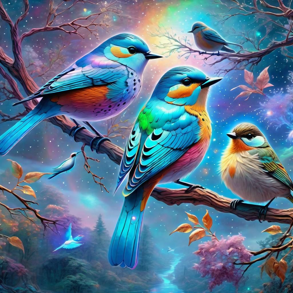 Birds on Branch: Holographic Cosmic Illustration