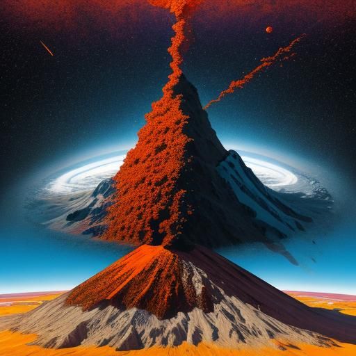 Abstract Space Volcano Earthquake with Complementary Colors