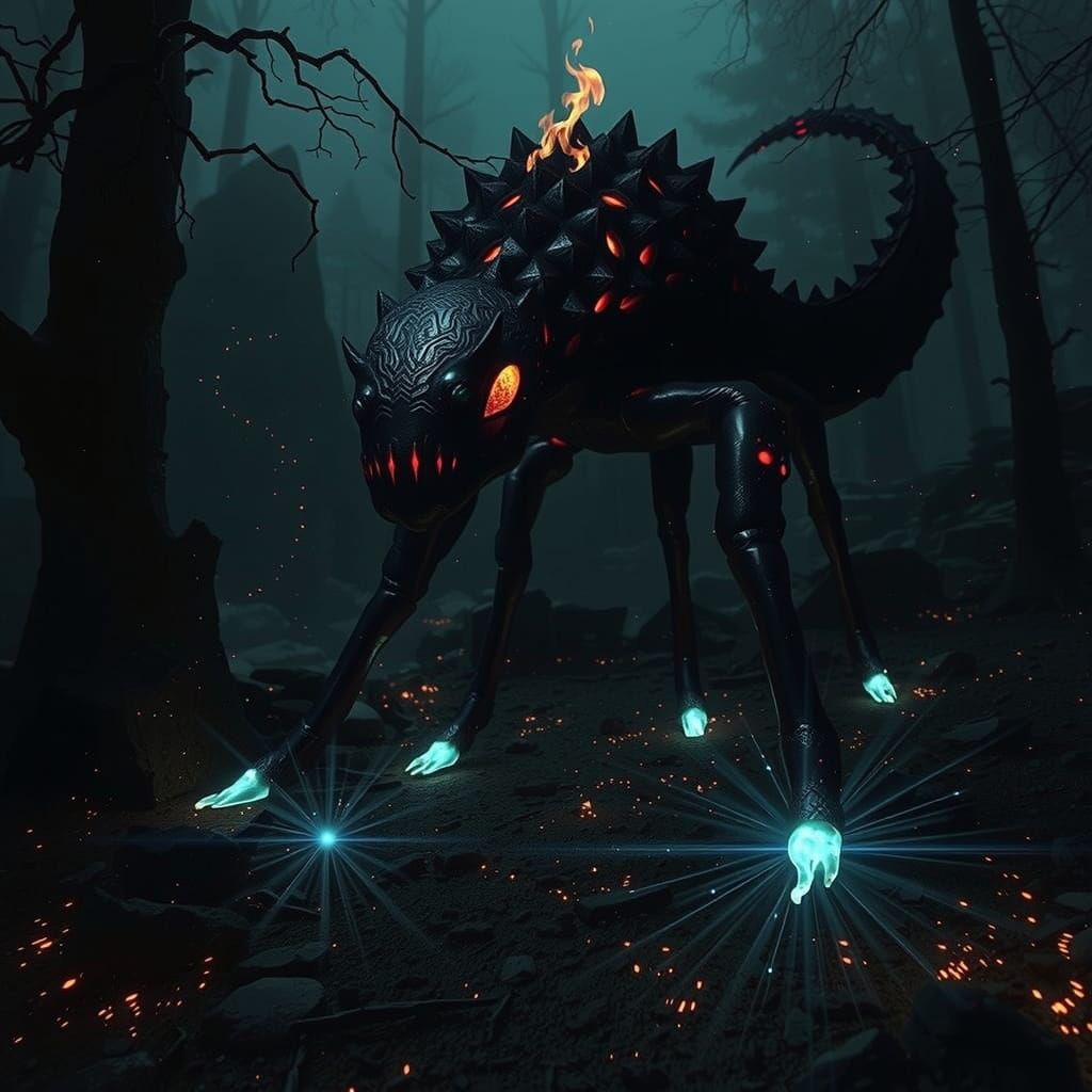 Crystal Salamander Spirit in Radiant Flames