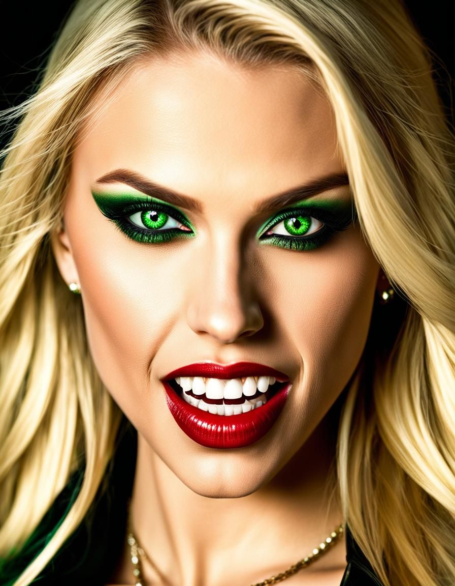 Blonde Vampire in New York Night, Hyperrealistic