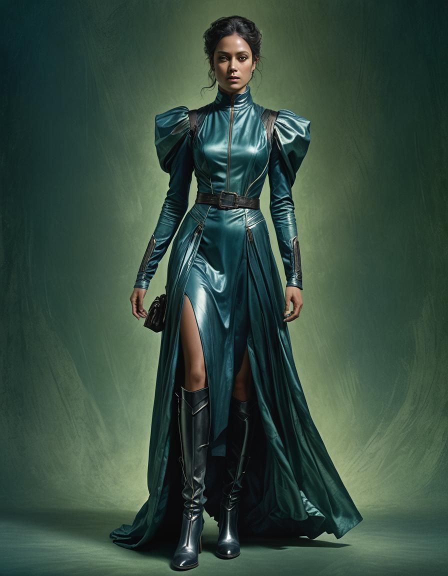 Biomechanical Woman in Metallic Blue: Concept Art