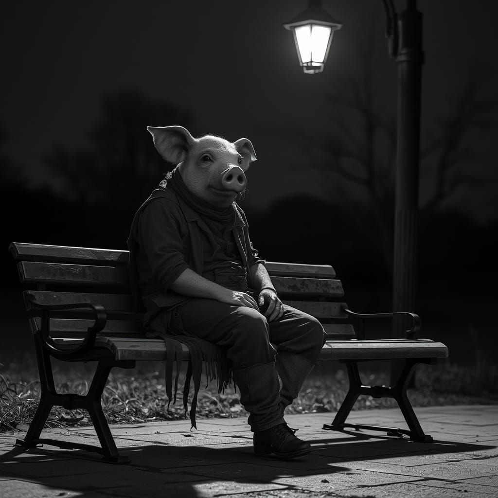 Melancholic Pig-Man in Dark Fantasy Photography