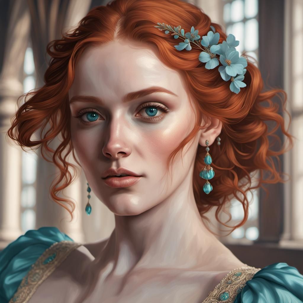 Refined Redhead in 19th Century Fashion