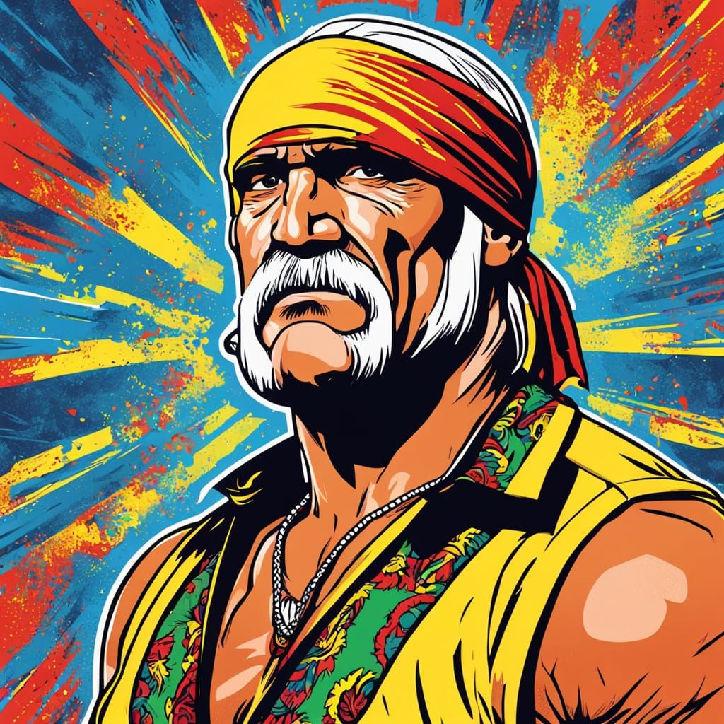 Hulk Hogan Portrait in Comic Book Style