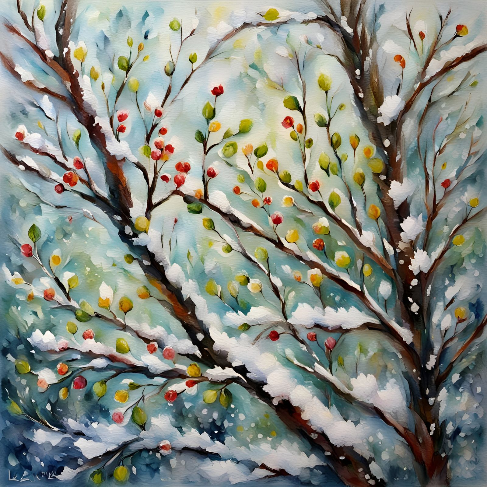 Spring Flowers Bloom Through Snow