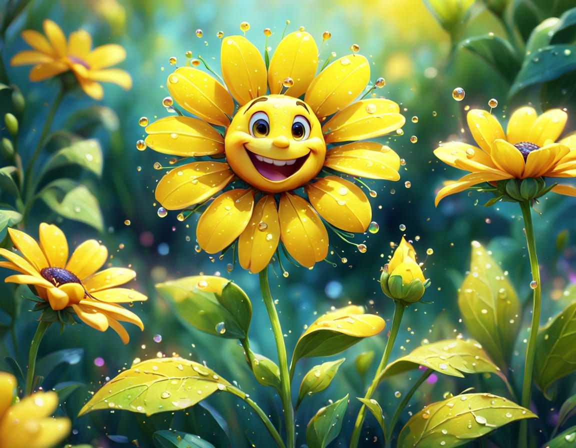 Happy Flower Character Dancing: Pixar-Inspired 3D Animation