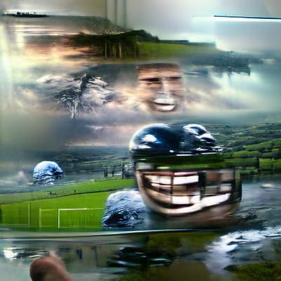 Football Player's Reflection: A Dramatic Digital Painting