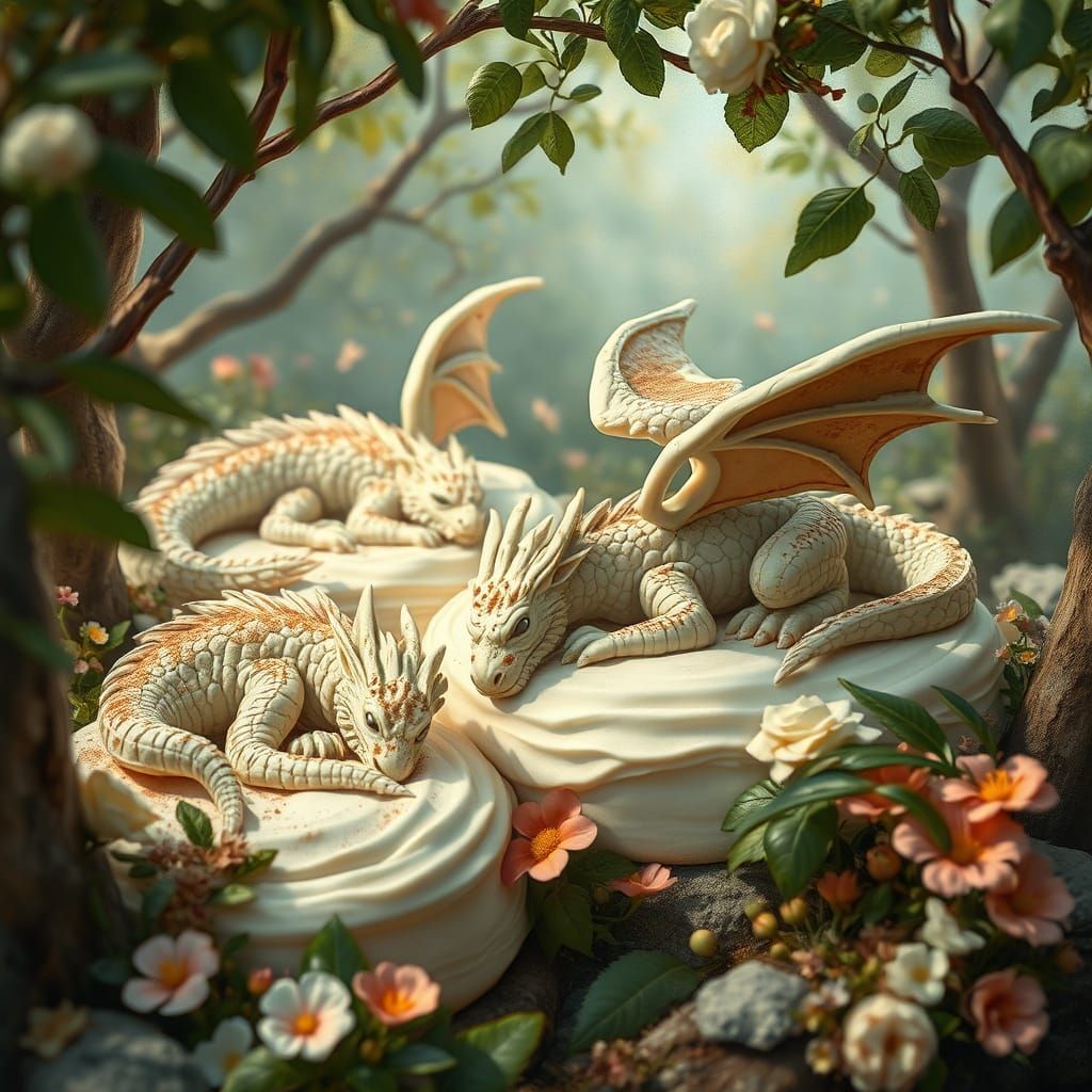 Chocolate Dragons Slumber in Sweet Grove: Impressionistic Pa...