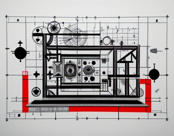 Abstract Mechanical Drawing in Constructivist Style