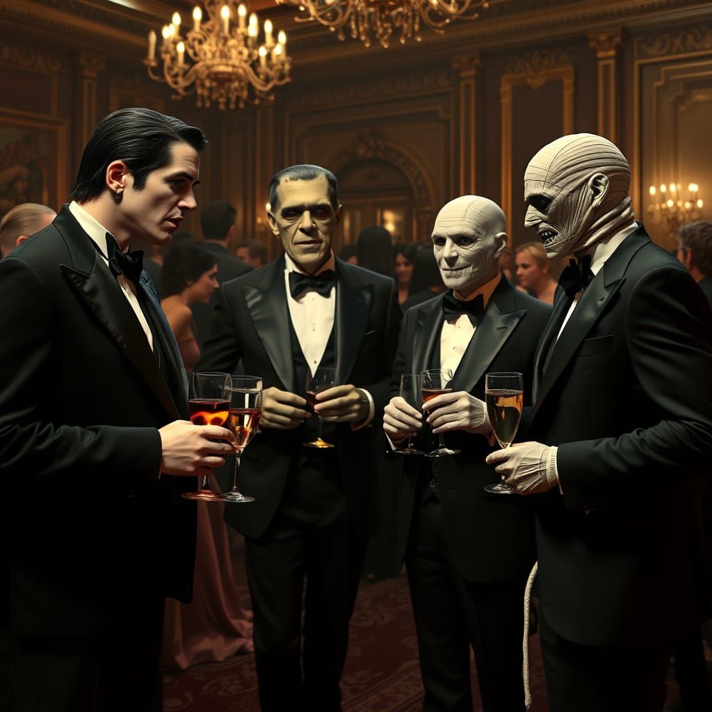 Monsters in Suits at Black Tie Party