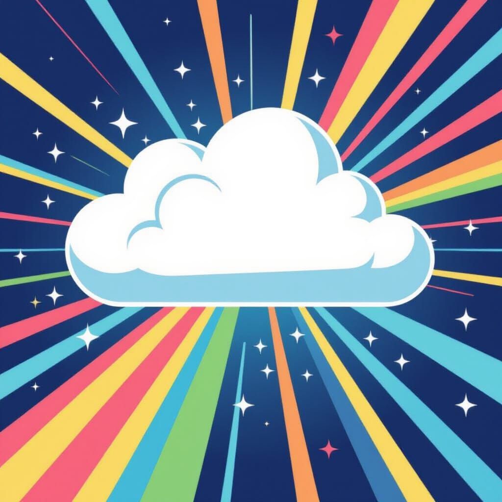 Rainbow Cloud Vector in Anime Key Visual Style