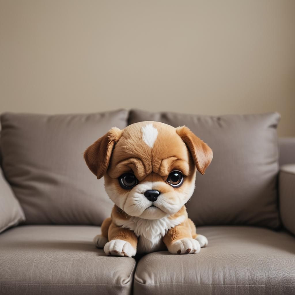 Cute Angry Puppy in Kawaii Chibi Style