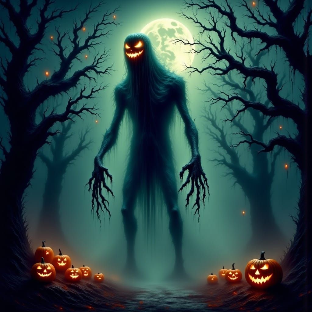 Long-Legged Cryptid Creeping Under Full Moon