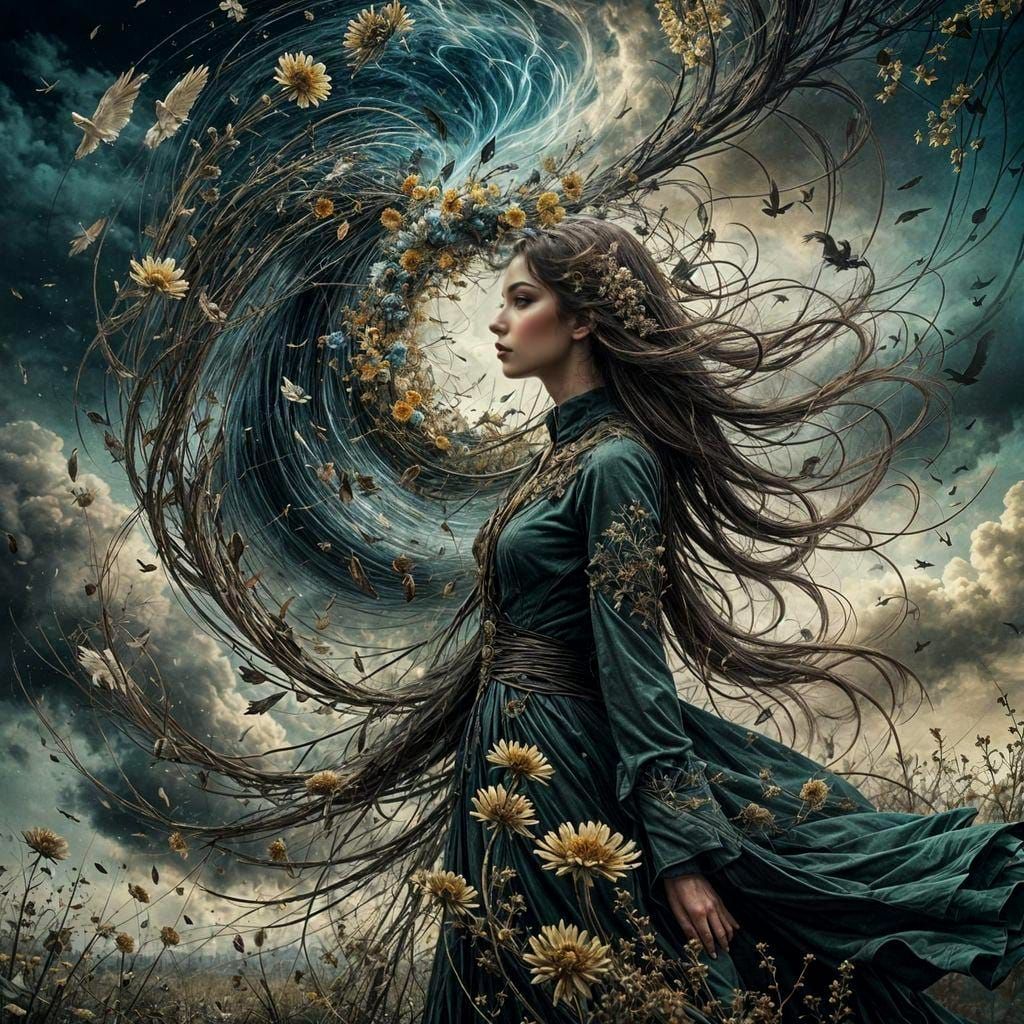 Wind Spirit in a Dramatic Storm, Pop Surrealism Style