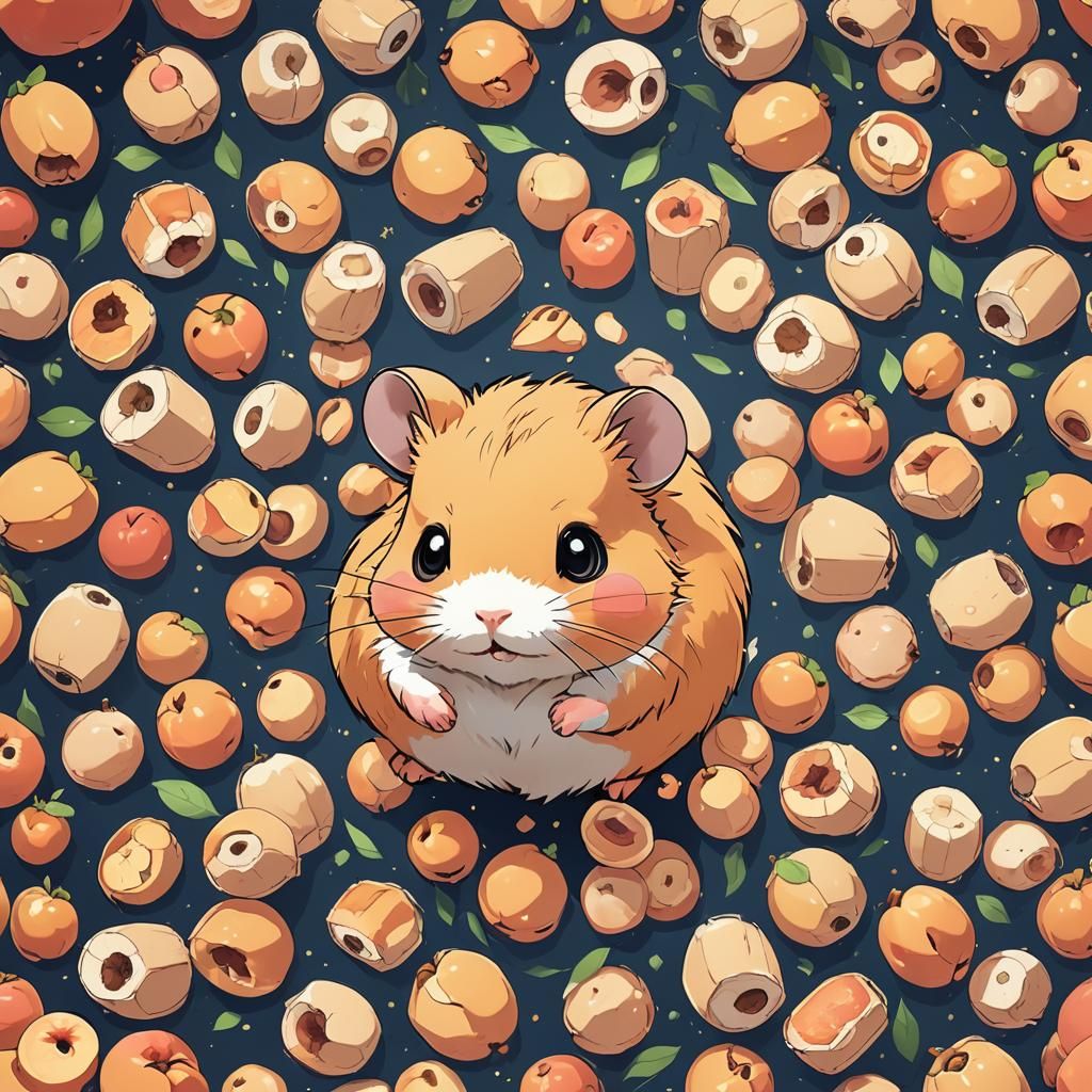 Peach Hamster in Cel-Shaded Anime Style