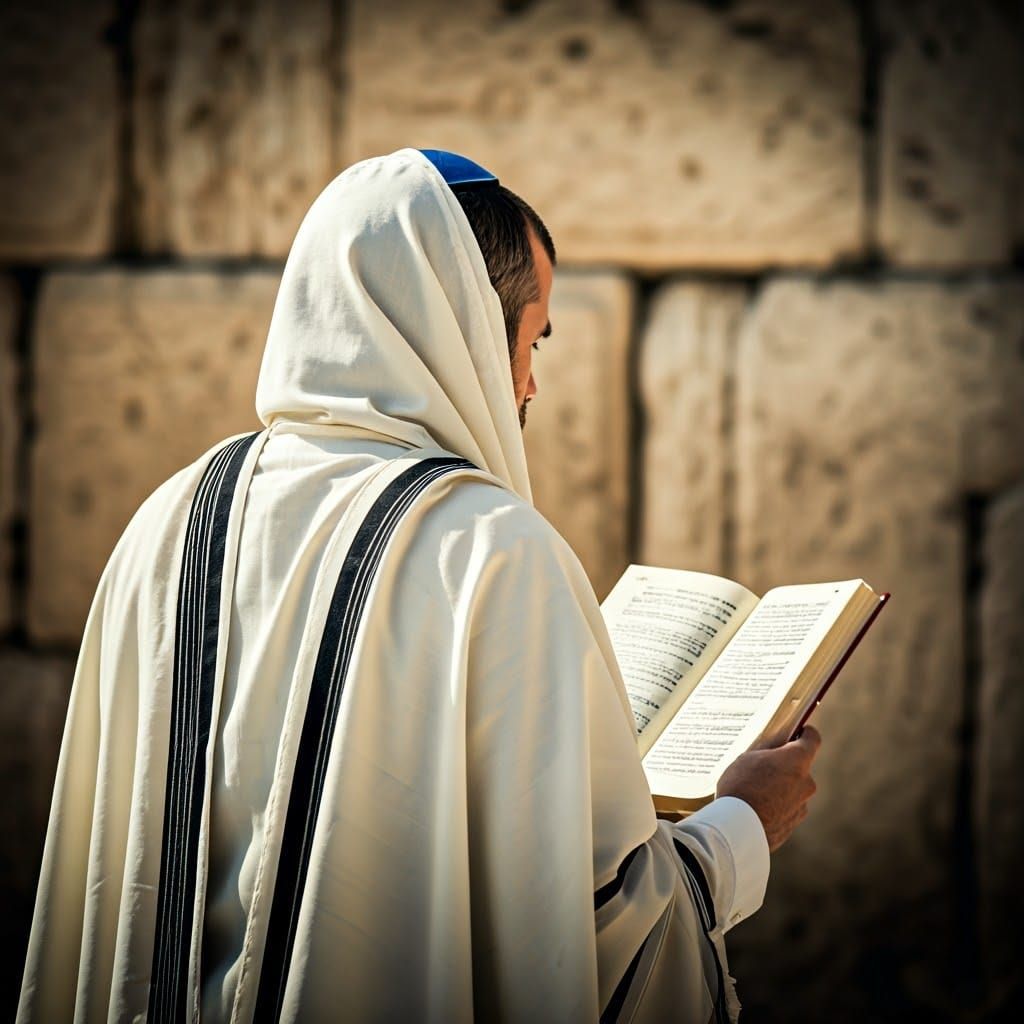 Man Praying at Western Wall in Cinematic Light