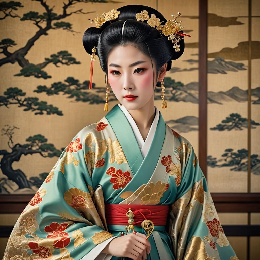 Heian Empress in Imperial Palace: 3D Anime Art