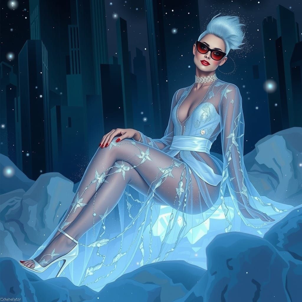 Stunning Art Deco Goddess in Winter Wonderland