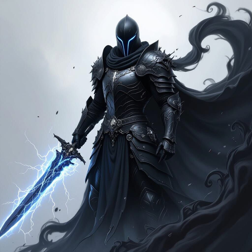 Knight with Lightning Sword and Black Aura