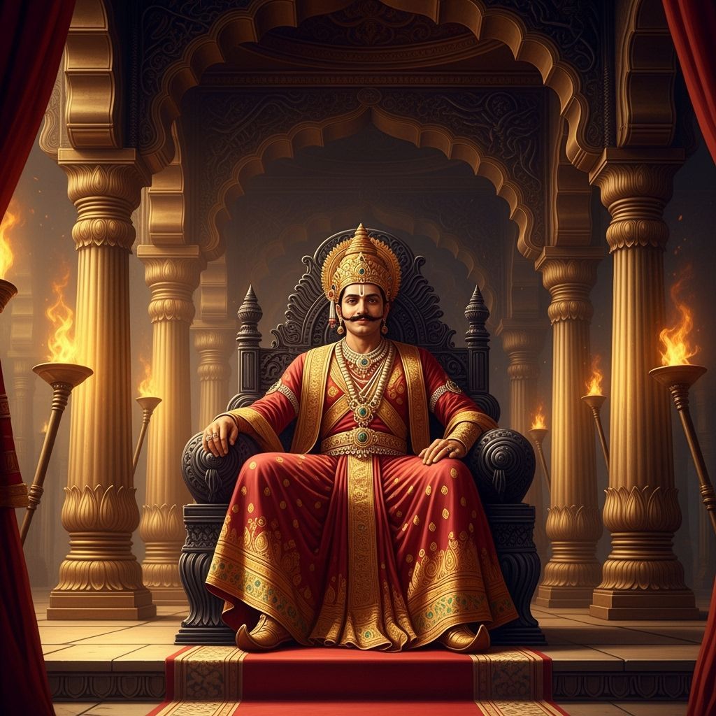 Ancient Indian Palace Throne Room in Historical Style