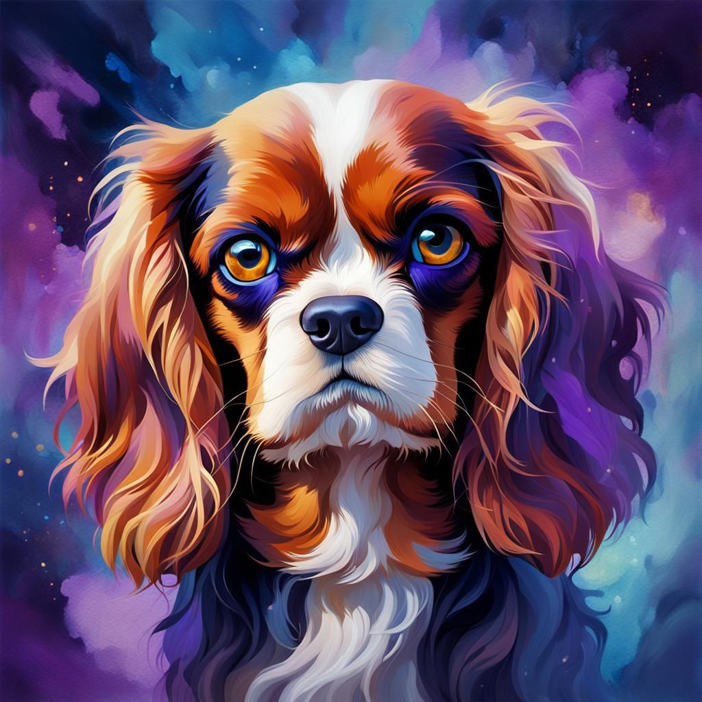 Dreamlike Portrait of a Cavalier King Charles Spaniel