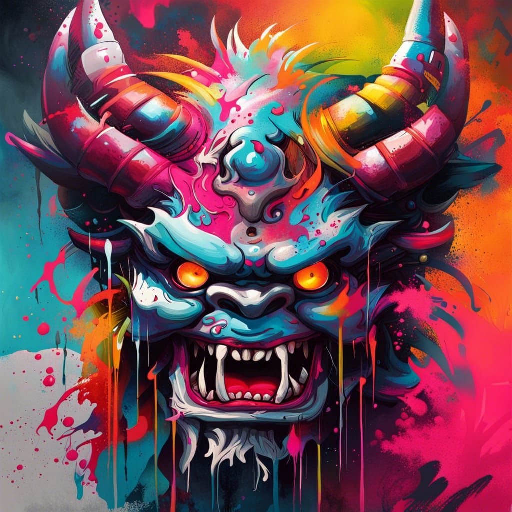 Ushi-oni in Graffiti Splash Art Style