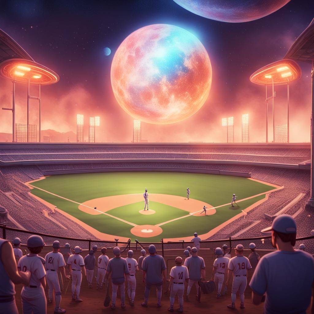 Intergalactic Baseball Game on Ethereal Planet