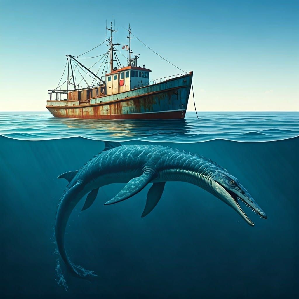 Giant Mosasaur Emerges from the Deep Sea