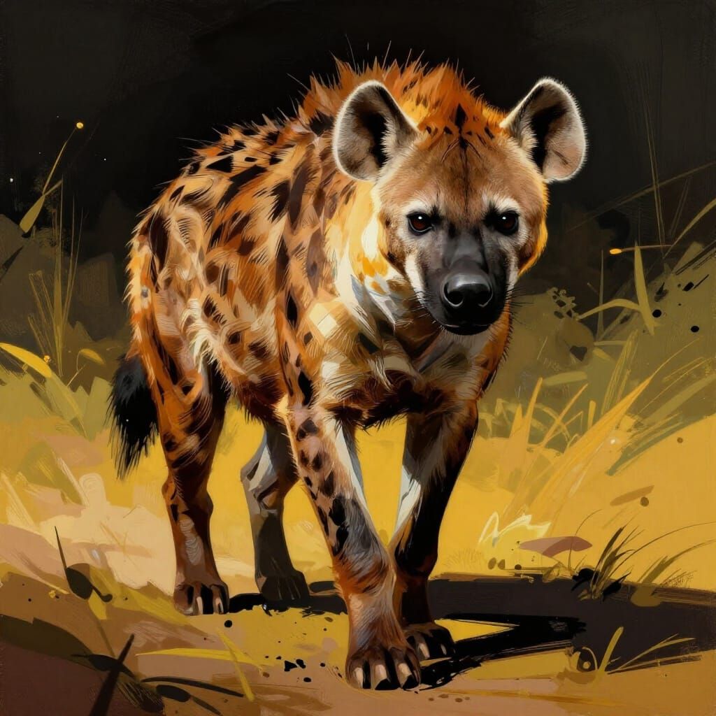 Brown Hyena With Dynamic Hard Edges