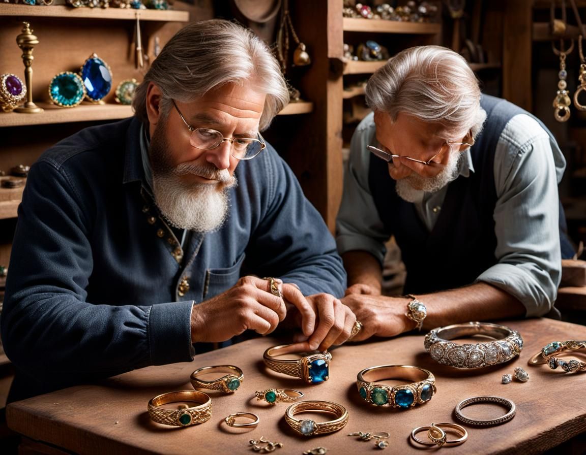 Jeweler Crafting Rings in Renaissance-Inspired Workshop